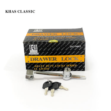 Khas Classic 328-160 chrome-plated cabinet/drawer lock with keys.