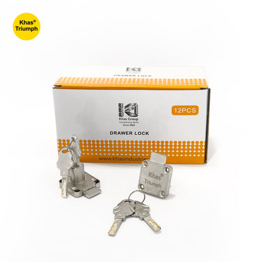 Khas Triumph 138-B22 chrome-plated cabinet/drawer lock with keys.