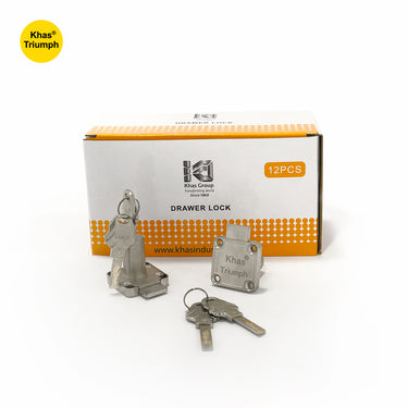 Khas Triumph 138-B38 chrome-plated cabinet/drawer lock with keys.