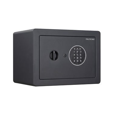 Italtecno EG-2031 residential safe in Sandy Grey finish, compact steel security box with digital keypad and manual key lock.
