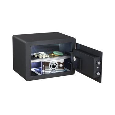 Italtecno EG-4035 residential safe in Sandy Grey finish, featuring electronic lock and internal LED light.