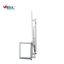 Referencing Folding Ironing Board HZ040C 3.jpg, the Wellmax folding ironing board is deployed from a dark wood wardrobe, showing its sturdy grey iron frame and supporting leg. Folding Ironing Board HZ040C 2.jpg displays the underside of the ironing board when folded up, highlighting the high-density through-hole network and structural reinforcement. Folding Ironing Board HZ040C 1.jpg shows a side profile of the folded ironing board, illustrating its compact, space-saving vertical position. Folding Ironing B