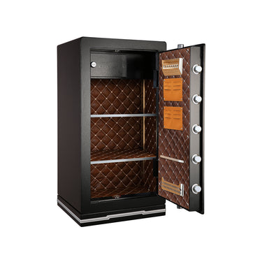 Italtecno GTX-9050II large home and office safe in black, featuring digital keypad, LCD screen, and internal steel drawer.