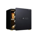 Italtecno H1-45ZW residential safe in high gloss black finish with fingerprint scanner and digital touch keypad.