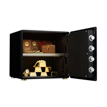 Italtecno H1-45ZW residential safe in high gloss black finish with fingerprint scanner and digital touch keypad.
