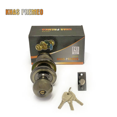 Khas Premeo H8791 TN/AB Round Lock with an elegant TN/AB finish, including three keys and installation hardware.

