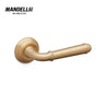 Mandelli 1341 Hartù door handle in satin brass, skillfully crafted in Italy, showcasing a smooth design and subtle sheen.
