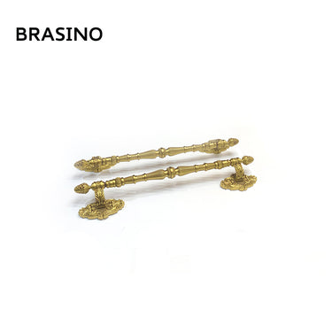 Brasino HK-1710-2 Door Pull Handle Set in Royal Gold finish with intricate detailing, 100% brass construction.

