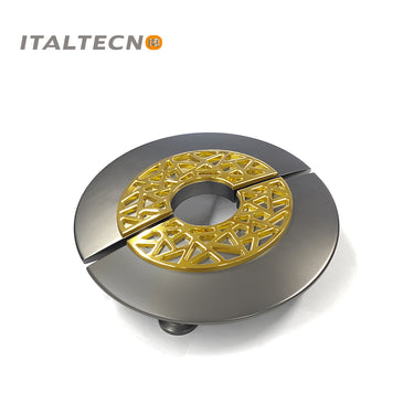 Italtecno HY1612 Door Pull Handle Set with Dark Gray and Champagne Gold finish, featuring a circular design and geometric detailing.