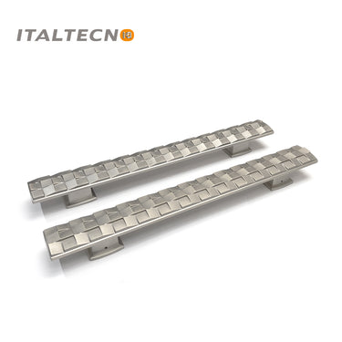 Italtecno HY2022C Door Pull Handle Set in matte brushed nickel finish featuring a woven texture design.