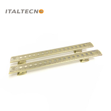 Italtecno HY2036B Door Pull Handle Set in Matte Antique Brass finish with intricate geometric detailing.