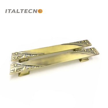 Italtecno HY2046C Door Pull Handle Set in Matte Antique Brass finish with intricate decorative detailing.