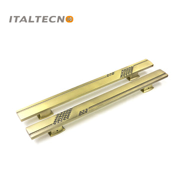 Italtecno HY2069B Door Pull Handle Set in Matte Antique Brass finish with Black Crystal detailing.