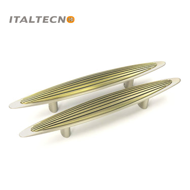 Italtecno HY3089 Door Pull Handle Set with dual BSN and MAB finish featuring a sleek, modern design with horizontal grooves.