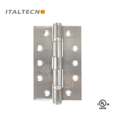 Italtecno 5-inch SS304 stainless steel door hinge in an SS finish, featuring built-in bearings and a UL listed fire-rated stamp.