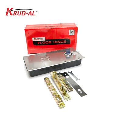 Krud-Al K-38 Floor Hinge with installation components for doors up to 120 kg.