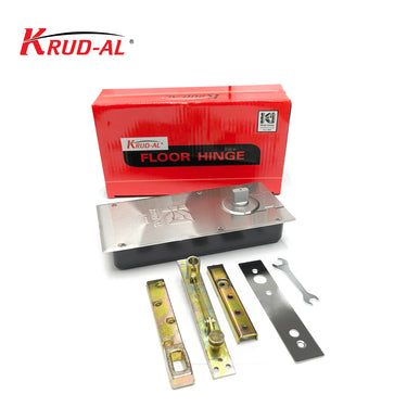 Krud-Al K-8200 Floor Hinge with installation components for doors up to 80 kg.