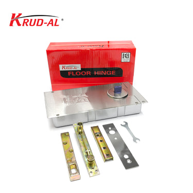 Krud-Al K-8300 Floor Hinge with installation components for doors up to 120 kg.