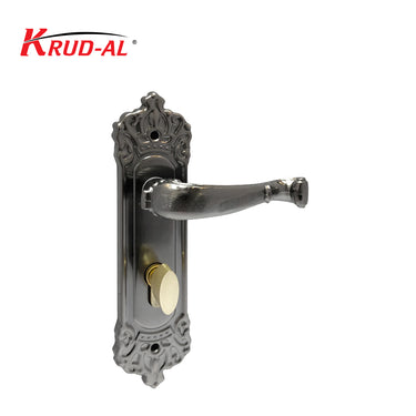 Krud-Al KD58310 Door Handle Set in SN/BN finish, featuring classic design and secure lock mechanism.