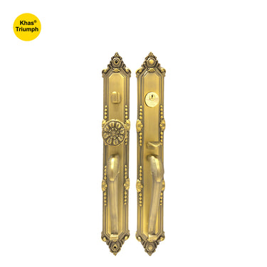 Khas Triumph KE01L-9041S-9006 MAE Double Handle Residential Entrance Set, vintage-inspired with intricate detailing, crafted for durability and elegance.