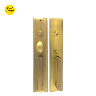 Khas Triumph KE16M-9053S-9003 MAB Double Handle Residential Entrance Set in antique brass finish for front door security and style.

