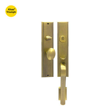 Khas Triumph KE17M-9055L-9003 MAB Residential Entrance Set in Matt Antique Brass finish featuring an elegant and secure handle design.

