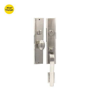 Khas Triumph KE17M-9055L-9003 SN/NP Residential Entrance Set in Satin Nickel/Nickel Plated finish with an elegant, durable handle design.