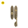 Khas Triumph KE18M-9056-9005 MAB Residential Entrance Set with ornate engravings and matt antique brass finish.