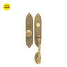 Khas Triumph KE18M-9056-9005 MAE Residential Entrance Set with detailed engravings and a luxurious matt antique brass finish.