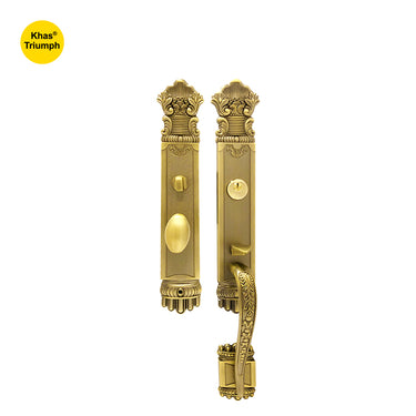 Khas Triumph KE23M-9042L-9003 MAE Residential Entrance Set featuring intricate detailing and a matt antique brass finish.