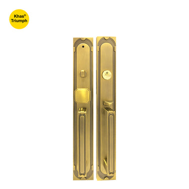 Khas Triumph KE33L-9077-9011 MAE Double Handle Residential Entrance Set in a matte antique finish with a sleek and elegant design for double doors.