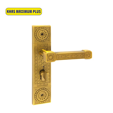 Khas Maximum Plus KH-008 Door Handle Set in MAE finish, featuring intricate detailing and a classic, matte antique look.