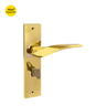 Khas Triumph Plus KH-011 Door Handle Set in PVD/CP finish, featuring a modern twisted handle design with polished brass and chrome detailing.