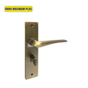 Khas Maximum Plus KH-017 Door Handle Set in MAB/CP finish, showcasing a modern wave-shaped handle with a combination of matte antique brass and chrome plating.