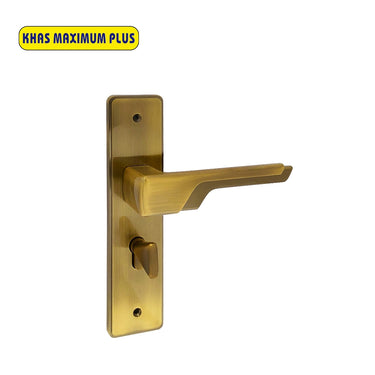 Khas Maximum Plus KH-030 Door Handle Set in Antique Brass (AE) finish, featuring a sleek modern lever handle design.