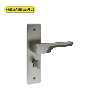Khas Maximum Plus KH-030 Door Handle Set in Matte Satin Nickel and Matte Satin Black (MSN/MSB) finish, showcasing a sleek lever design.