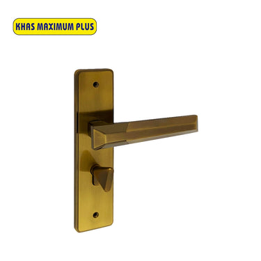 Khas Maximum Plus KH-031 Door Handle Set in Double Coffee finish, featuring a sleek rectangular handle design.