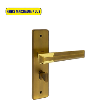Khas Maximum Plus KH-031 Door Handle Set in MAE/Gold finish, featuring a modern rectangular handle design.