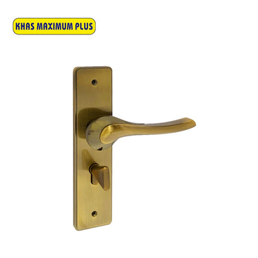 Khas Maximum Plus KH-032 Door Handle Set in Antique Elegant finish, featuring a stylishly curved handle design.
