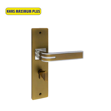 Khas Maximum Plus KH-035 Door Handle Set in Matte Antique Elegant and Chrome Plating finish, with a sleek, modern handle design.