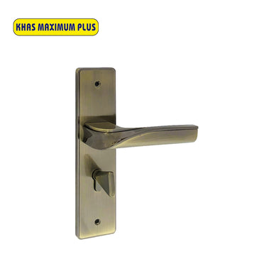 Khas Maximum Plus KH-036 Door Handle Set in Antique Brass and Brushed Nickel finish, featuring a stylish and sturdy design.