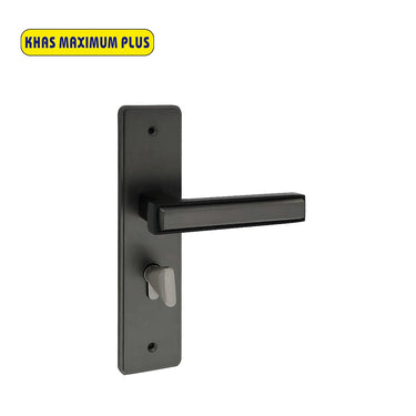 Khas Maximum Plus KH-037 Door Handle Set in Matte Black finish, featuring a modern and minimalist design.