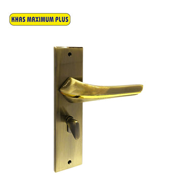 Khas Maximum Plus KH-040 Door Handle Set in Antique Brass with PVD coating, featuring an elegant and timeless design.