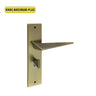 Khas Maximum Plus KH-042 Door Handle Set in Matt Antique Brass, featuring a sleek triangular design.