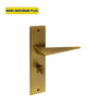 Khas Maximum Plus KH-042 Door Handle Set in Matt Antique Gold, featuring a bold triangular design.