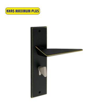 Khas Maximum Plus KH-042 Door Handle Set in ORB, featuring a modern triangular design with an Oil-Rubbed Bronze finish.
