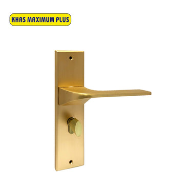 Khas Maximum Plus KH-043 Door Handle Set in Matt Gold, featuring a sleek, minimalist design.