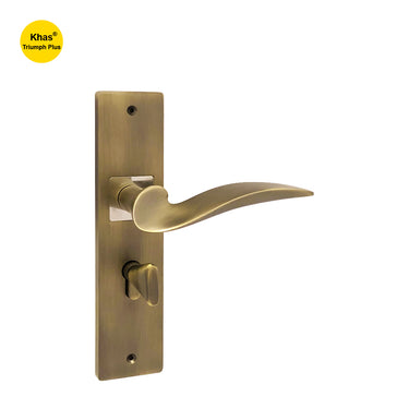 Khas Triumph Plus KH-1221 Door Handle Set in MAB/CP finish, featuring a brushed antique look and curved design.