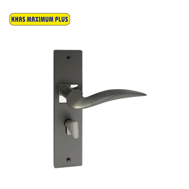 Khas Maximum Plus KH-1221 Door Handle Set in MSB, featuring a modern curved design and sleek finish.