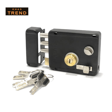 Khas Trend KT811 Rim Lock with a 3-rod mechanism in matt black finish.